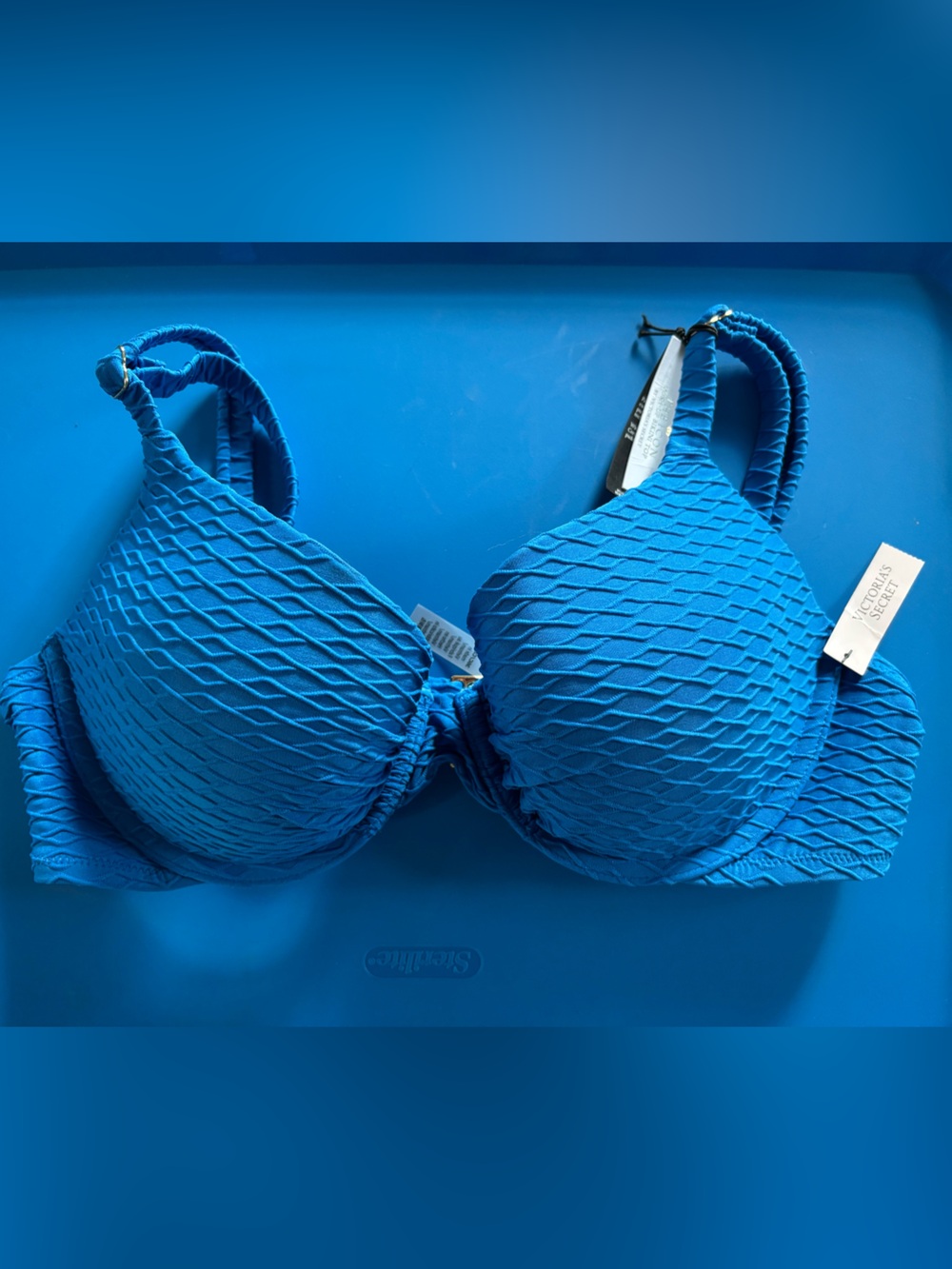 Victoria’s Secret The Icon push up bikini top. Blue. 36C. NWT.